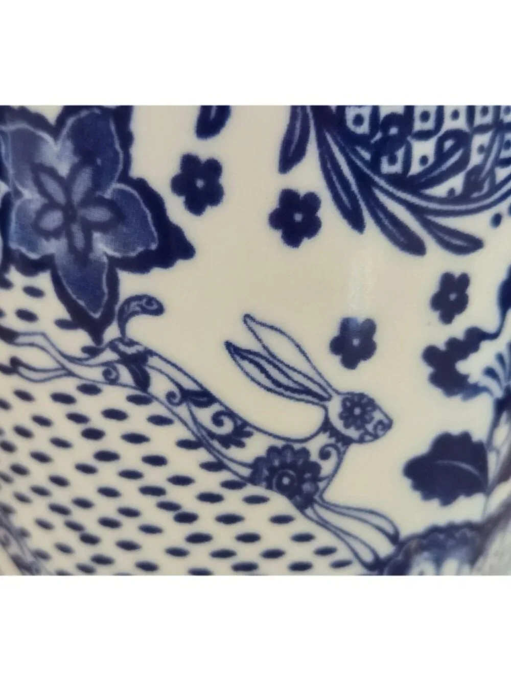 Pier 1 Blue White Floral Rabbit Bird Motif Porcelain Mugs Set of 2 *READ